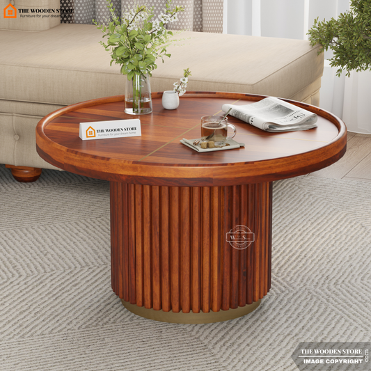 Oro Round Coffee Table (Honey Finish)
