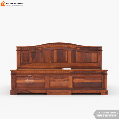 George Hydraulic Bed With Storage (King Size, Honey Finish)