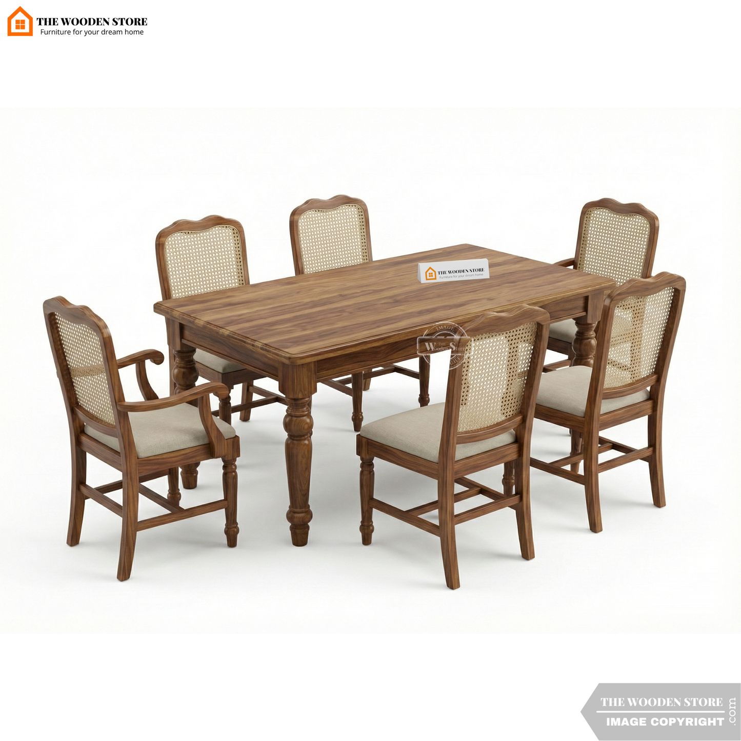 Florence 6 Seater Dining Set (Teak Finish)