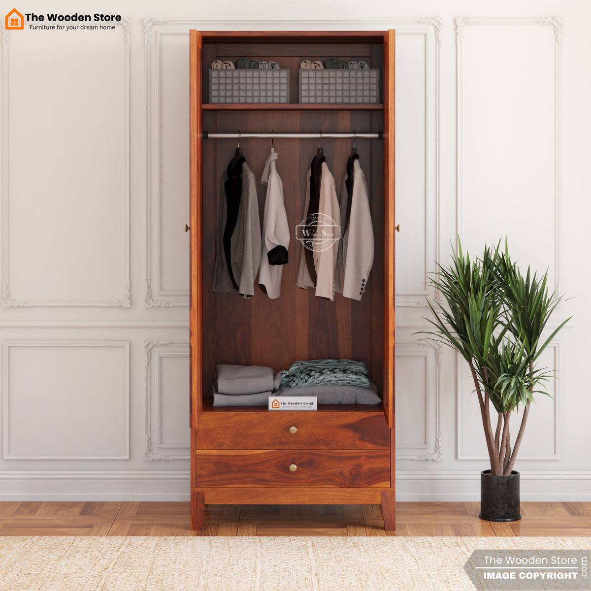 Gaytes 2 Door Multi-Utility Wardrobe (Honey Finish)