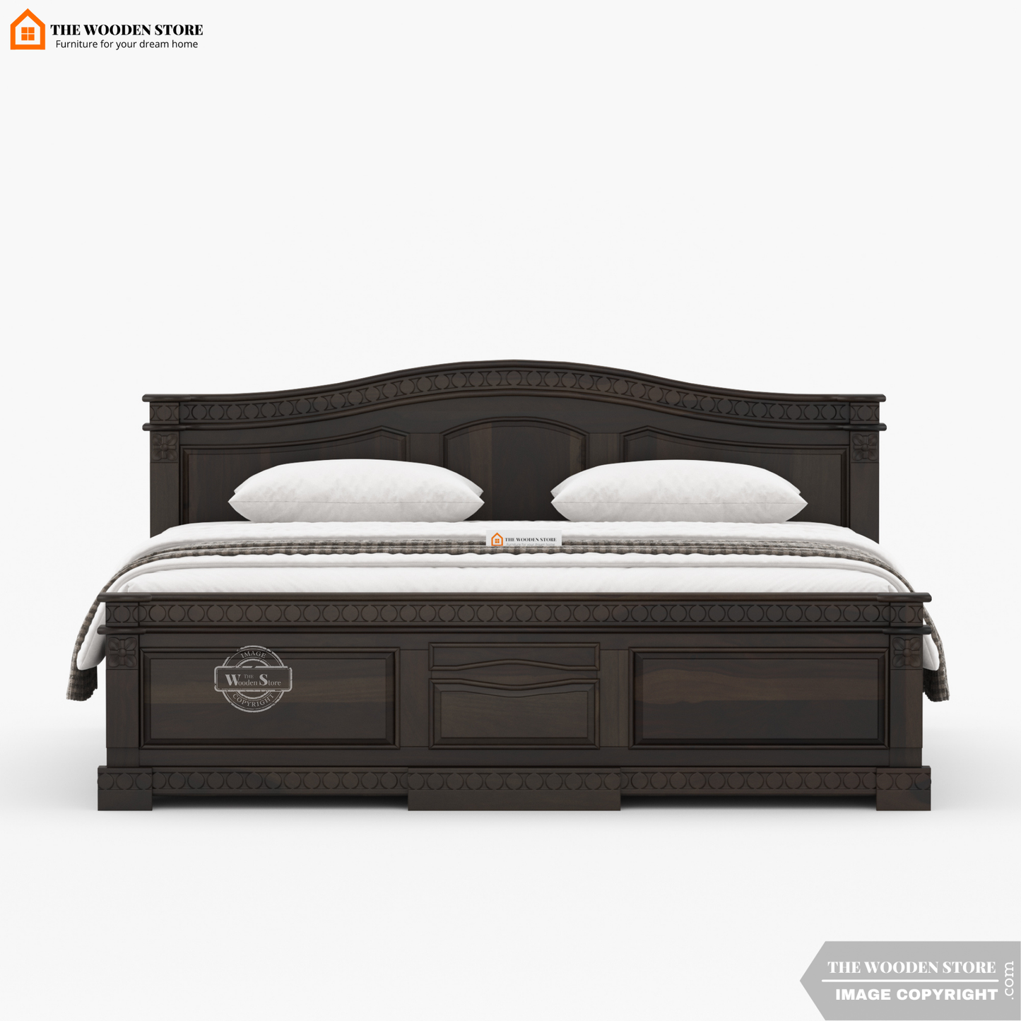George Hydraulic Bed With Storage (King Size, Walnut Finish)