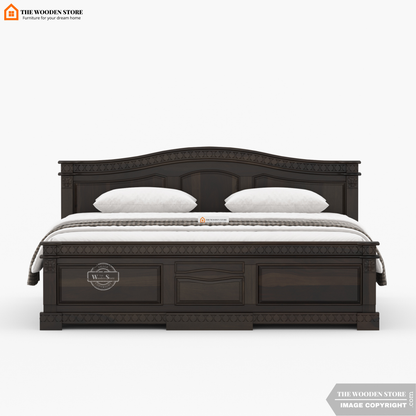 George Hydraulic Bed With Storage (King Size, Walnut Finish)