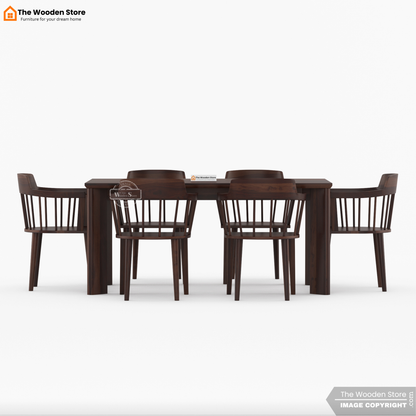 Captain 6 Seater Dining Table Set (Walnut Finish)