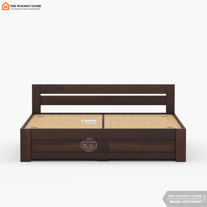 Jasper Bed with Drawer Storage (Queen Size, Walnut Finish)