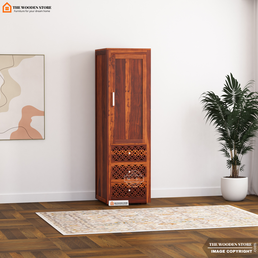 Daffy 1 Door Multi-Utility Wardrobe (Honey Finish)