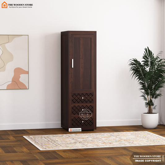 Daffy 1 Door Multi-Utility Wardrobe (Walnut Finish)