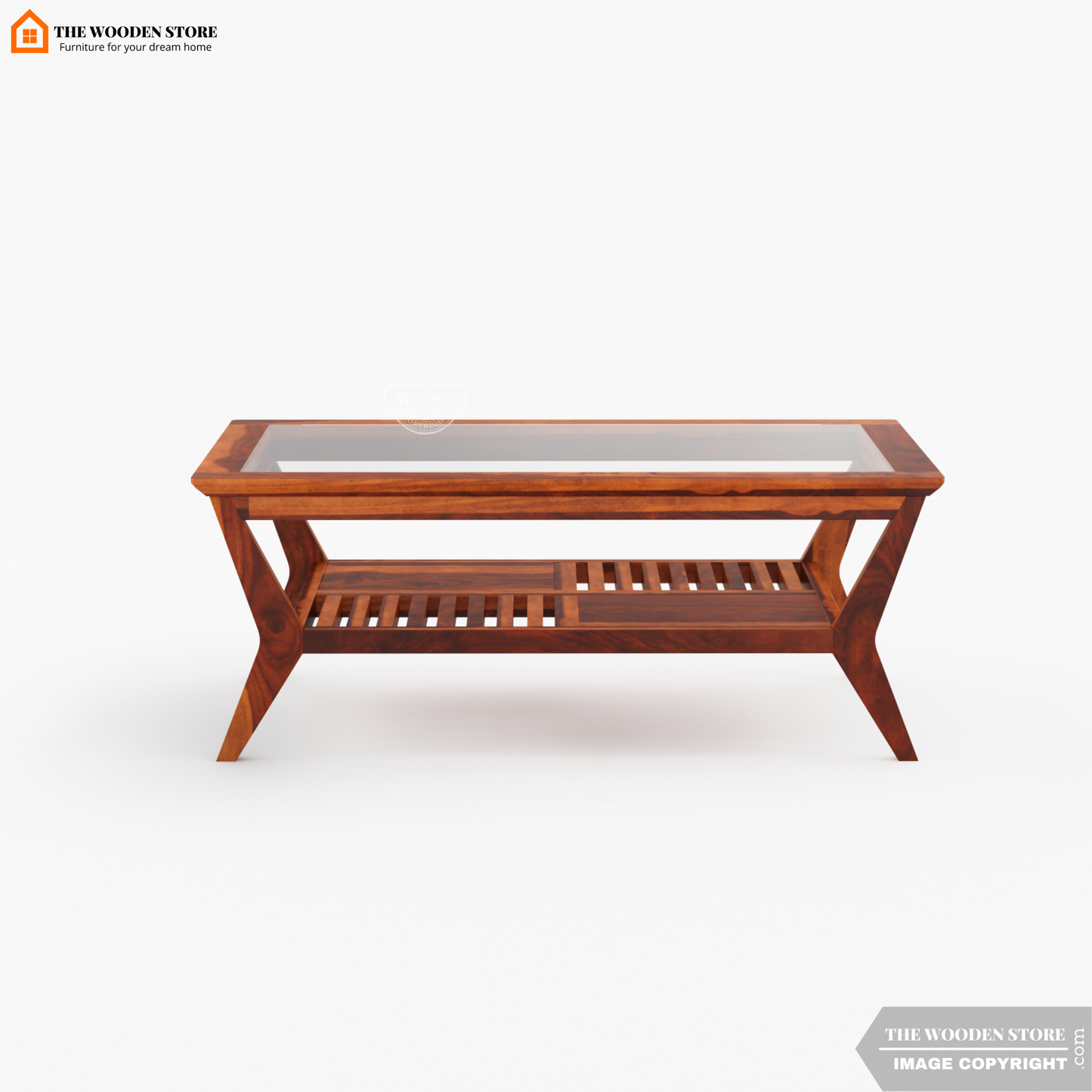 Forge Glass Top Coffee Table (Honey Finish)