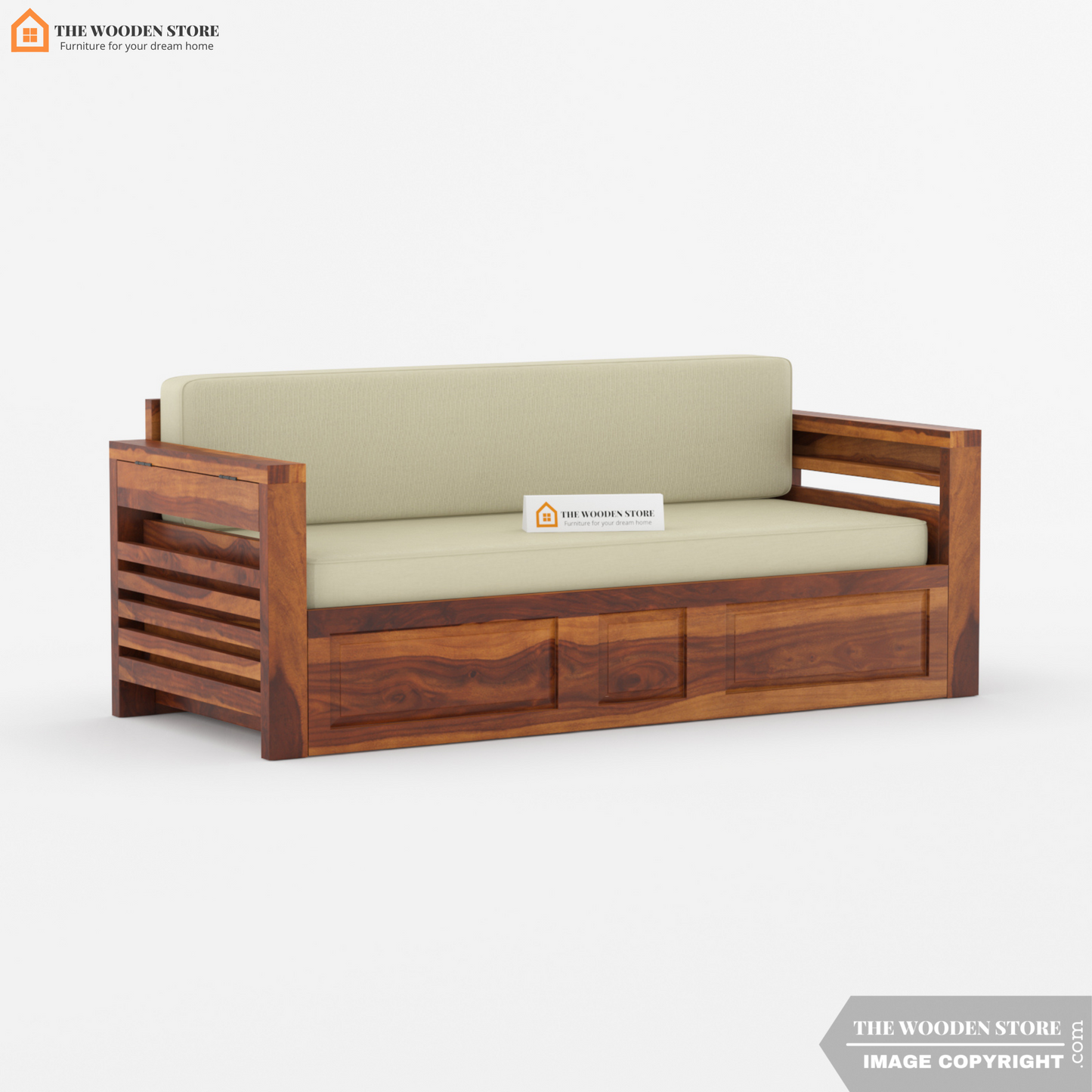 Casper Sofa Cum Bed (Queen Size, Honey Finish)