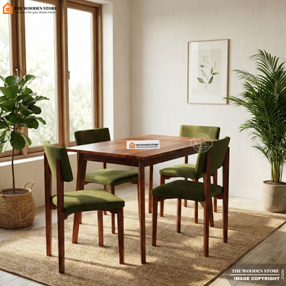 Sienna 4 Seater Sheesham Wood Dining Set with Cushioned Chairs (Honey Finish)
