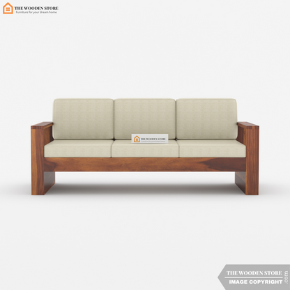 Victor 3 Seater Wooden Sofa (Honey Finish)