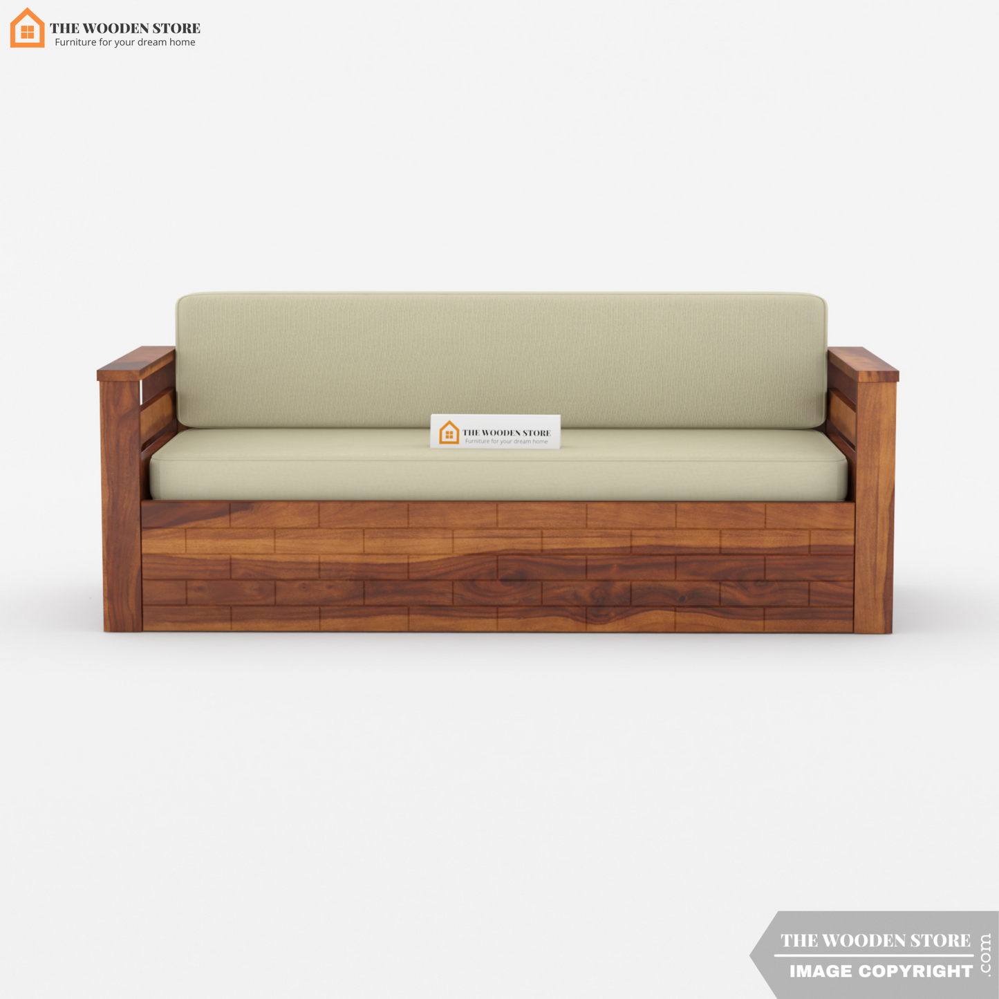 Clifford Sofa Cum Bed (King Size, Honey Finish)