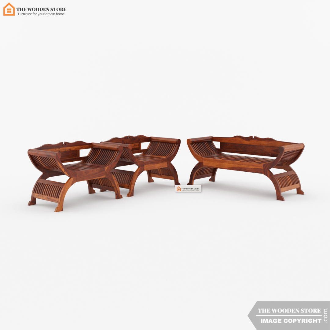 Abha Wooden Arm Chair Set (Honey Finish)