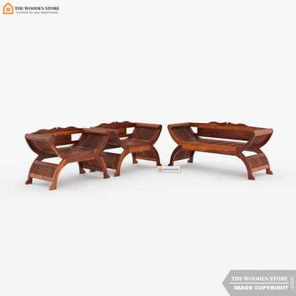 Abha Wooden Arm Chair Set (Honey Finish)