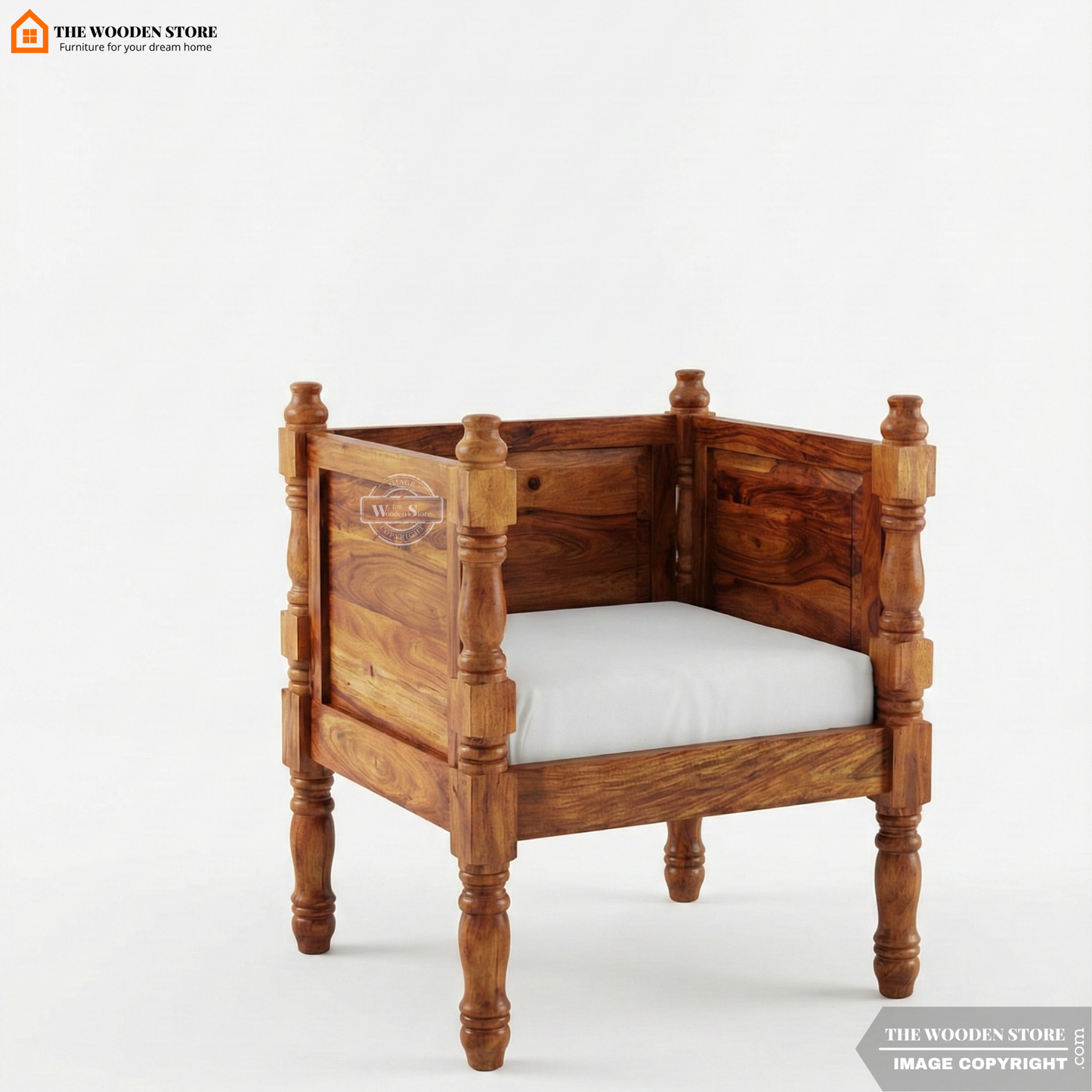 Utkarsh 3+1+1 Wooden Sofa Set (Teak Finish)