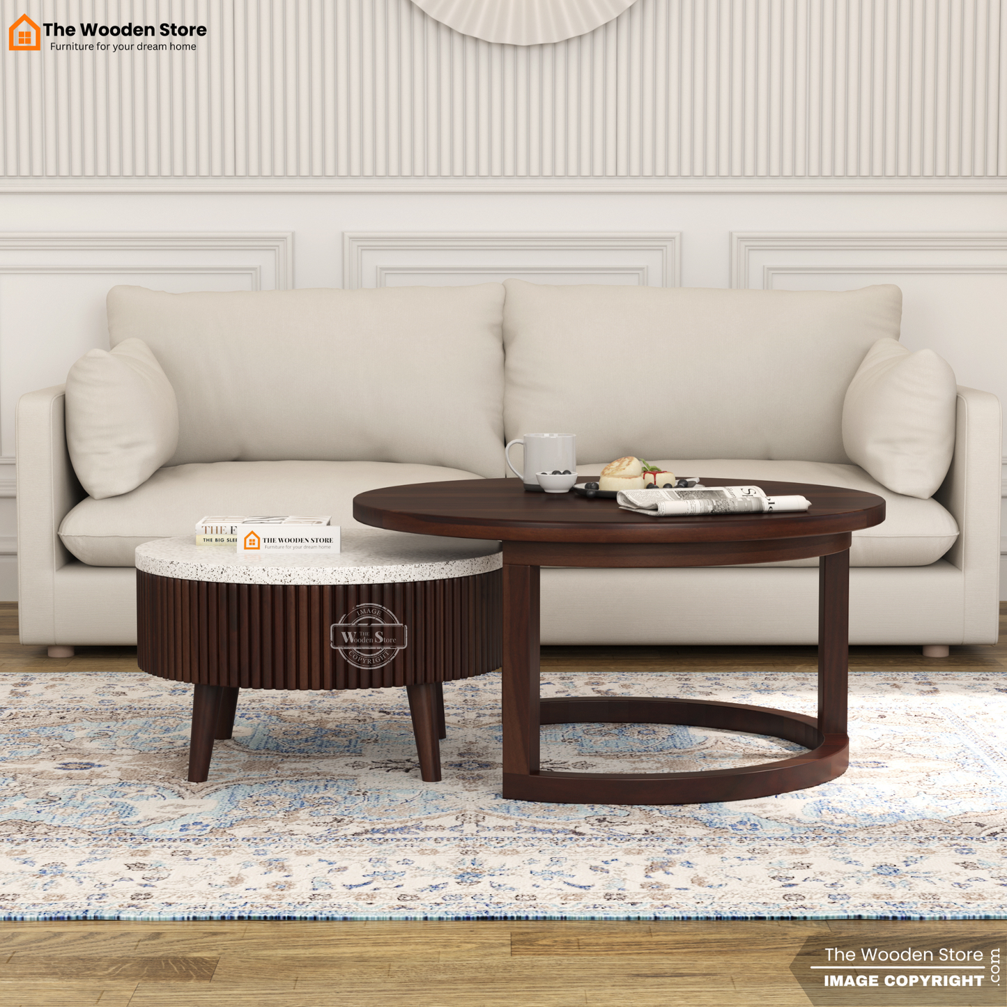 Alden Nesting Coffee Table Set of 2 (Walnut Finish)