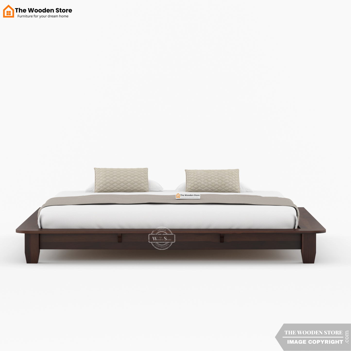 Lakota Platform Bed without Storage (King Size, Walnut Finish)