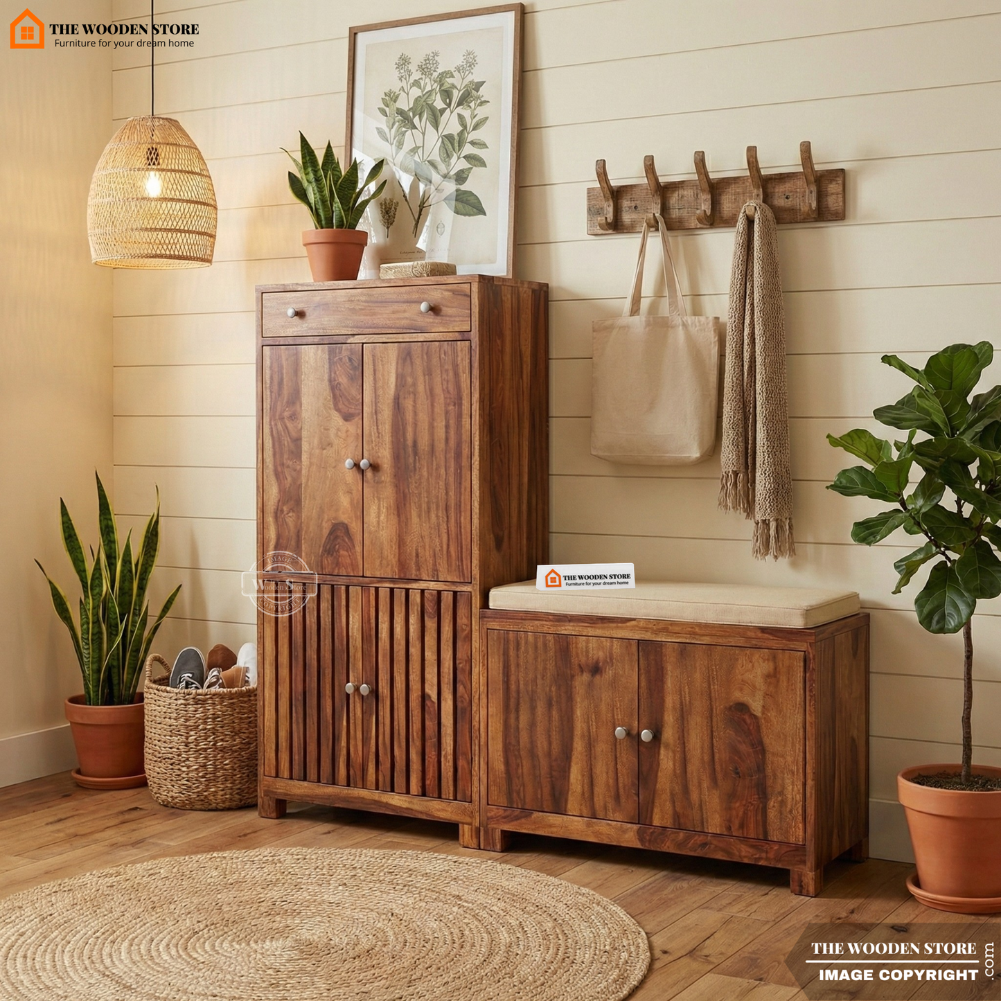 Arney Shoe Rack (Honey Finish)