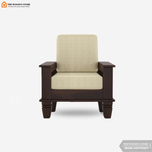 Charlie 1 Seater Wooden Sofa (Walnut Finish)