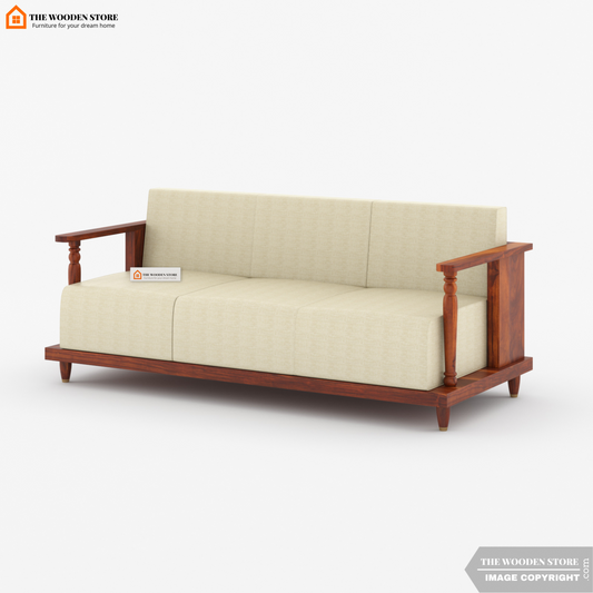 Gabriel 3 Seater Wooden Sofa (Honey Finish)