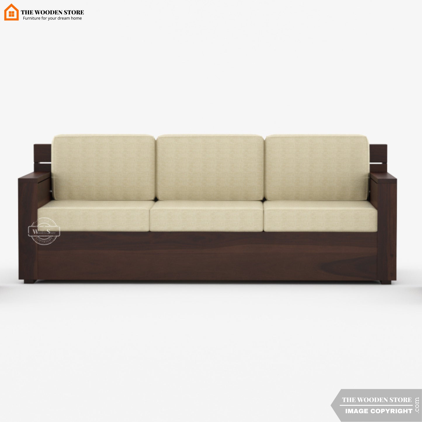 Peter 3 Seater Wooden Sofa (Walnut Finish)