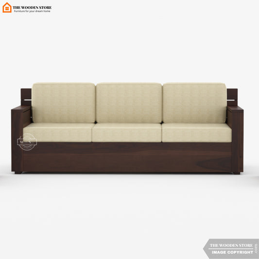 Peter 3 Seater Wooden Sofa (Walnut Finish)