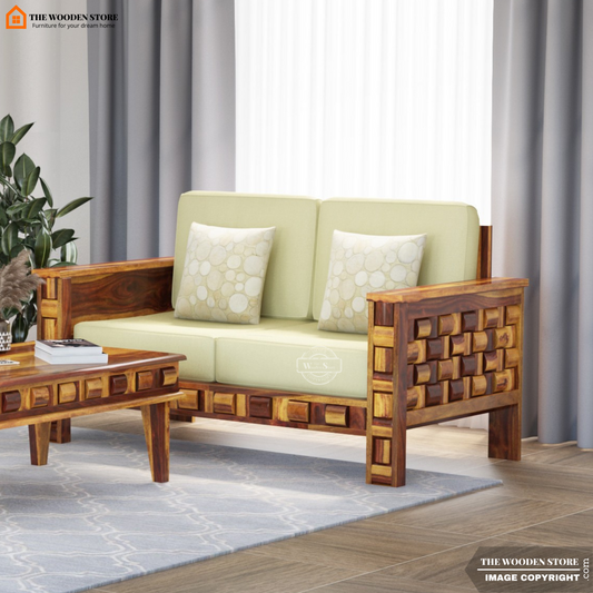 Woodwave 2 Seater Wooden Sofa (Teak Finish)
