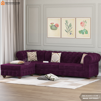 Ronin L - Shape Left Aligned Corner Sofa (Wine Berry)