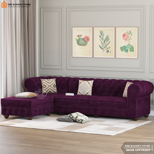Ronin L - Shape Left Aligned Corner Sofa (Wine Berry)