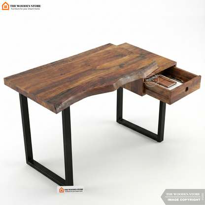 Wave Live-Edge Study Table (Honey Finish)