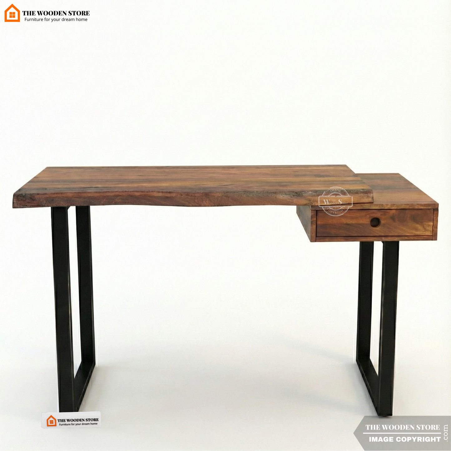 Wave Live-Edge Study Table (Honey Finish)