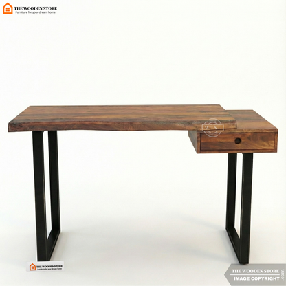 Wave Live-Edge Study Table (Honey Finish)