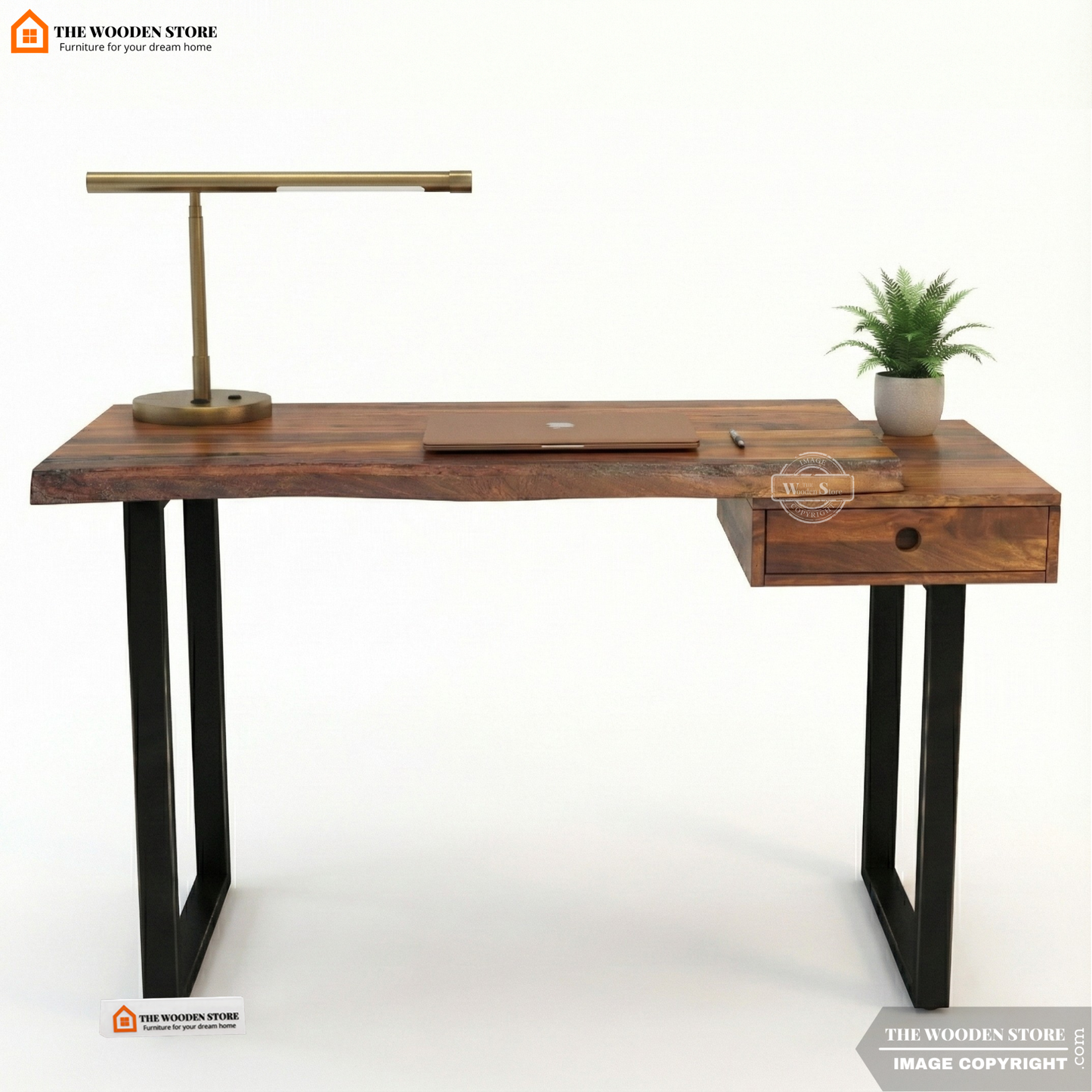 Wave Live-Edge Study Table (Honey Finish)
