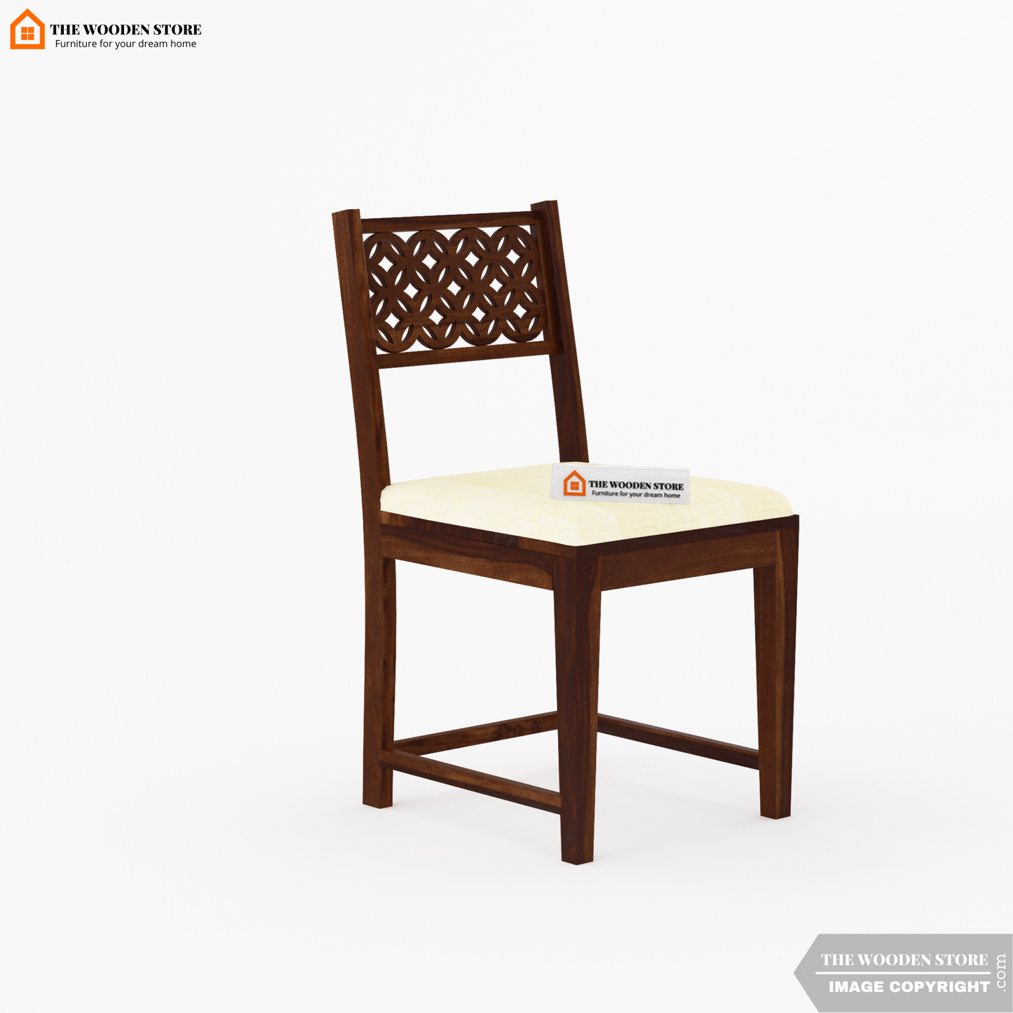 Daffy Dining Chair With Fabric - Set of 2 (Walnut Finish)