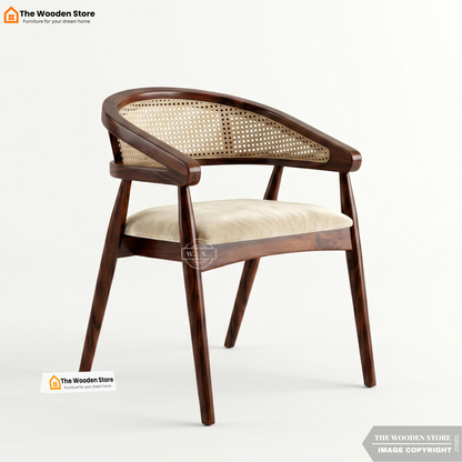 Martha Curved Arm Chair with Cane (Walnut Finish)