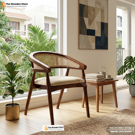 Martha Curved Arm Chair with Cane (Walnut Finish)