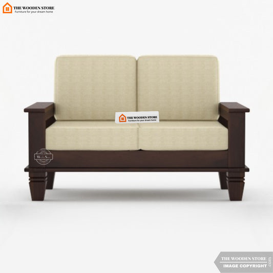 Charlie 2 Seater Wooden Sofa (Walnut Finish)