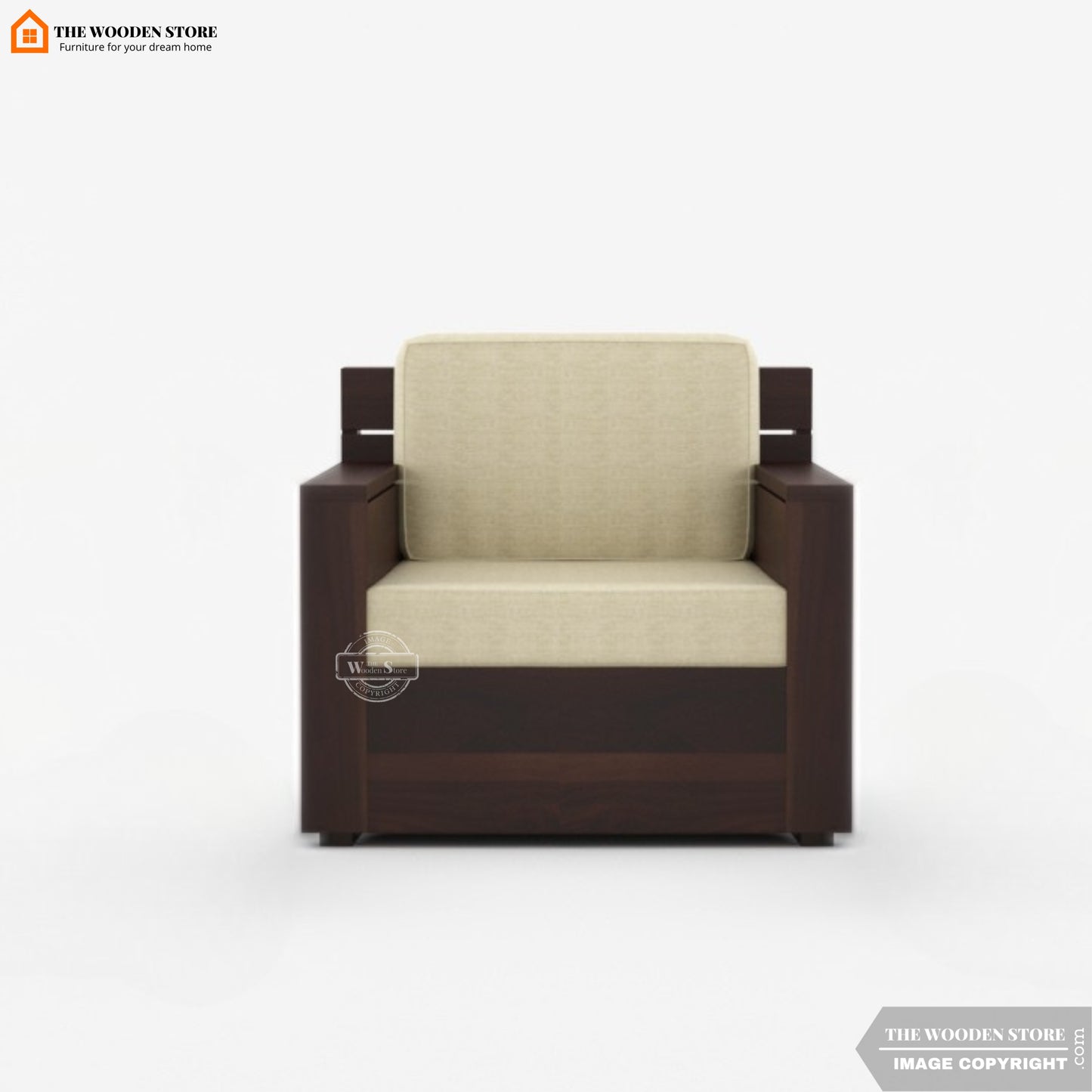 Peter 1 Seater Wooden Sofa (Walnut Finish)