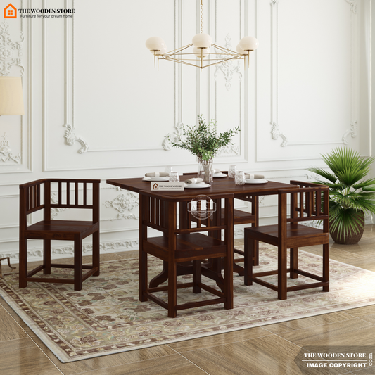 Carson 4 Seater Dining Set (Walnut Finish)