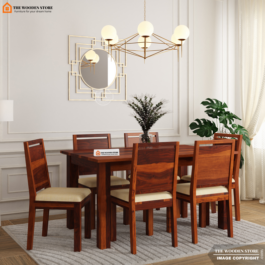 Oswald 6 Seater Dining Set (Honey Finish)