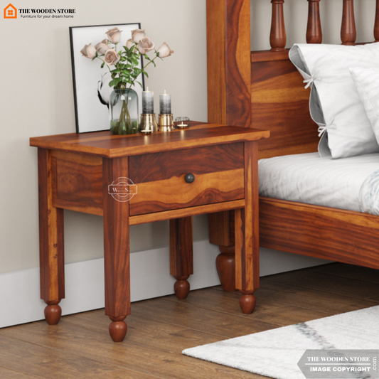 Albus Bedside Table (Honey Finish)