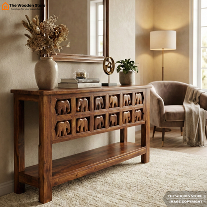 Tusk Console Table (Honey Finish)