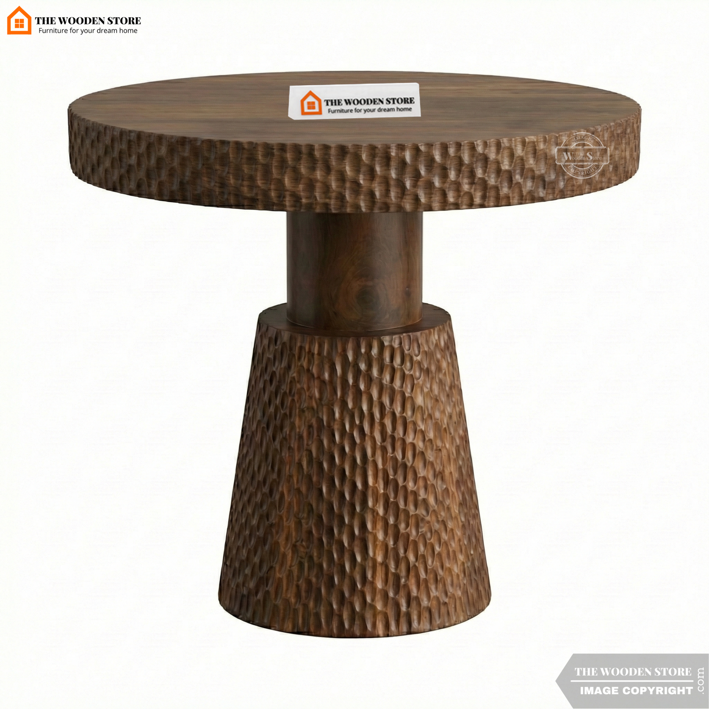 Sthira Carved Mango Wood Coffee Table (Walnut Finish)