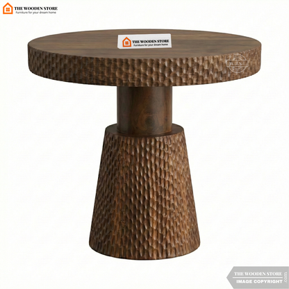 Sthira Carved Mango Wood Coffee Table (Walnut Finish)